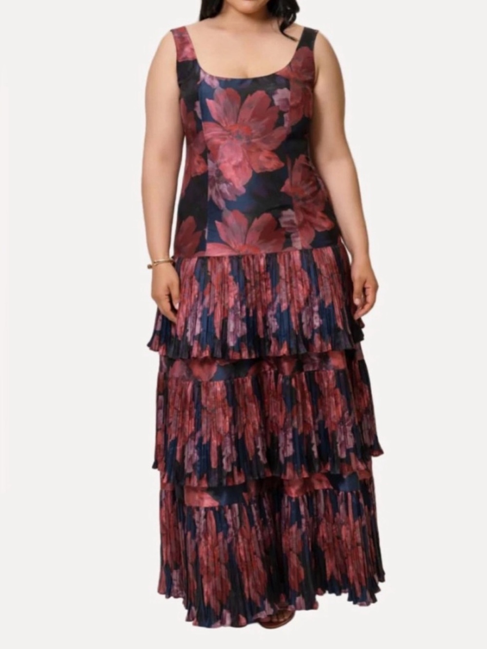 Hutch Floral Tiered Maxi Dress in Navy and Rose